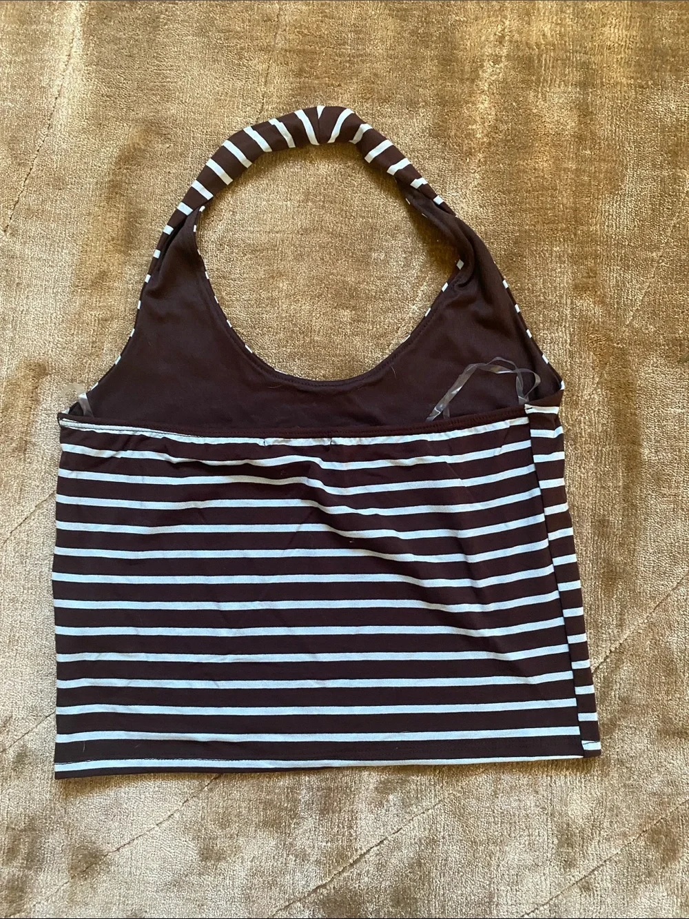 Striped Halter Tank Top in Brown and blue